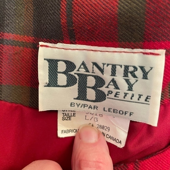 VINTAGE Bantry Bay Petite Green/Red Plaid Cropped Jacket Size Large - Picture 9 of 10